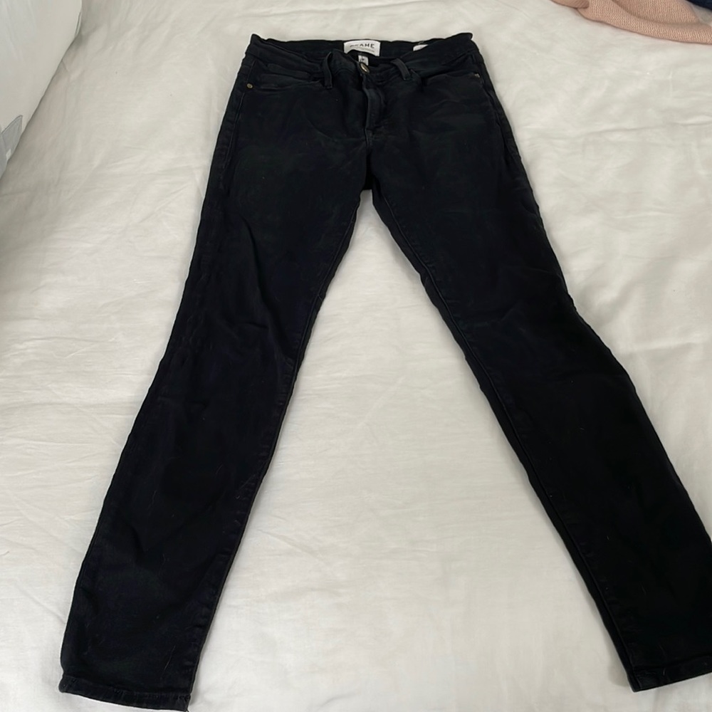 Frame black denim le high skinny jeans